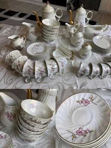 çörək qabları: Çay dəsti, rəng - Ağ, Farfor — 2