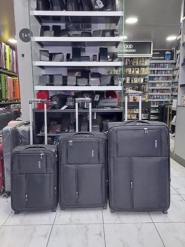 teleskopik: MOLZA brendi tekstil korpuslu səyahət çamadanları – 3 ölçüdə set. - — 1