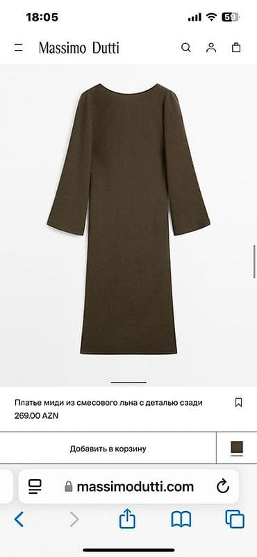 Massimo Dutti – Kəndir qarışığı parçadan midi paltar - Rəng