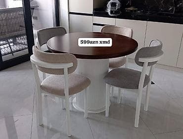 oturaca: Dəyirmi yemək dəsti – masa + 4 stul - Masa: dairəvi forma, qalın üst — 3