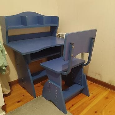 Uşaq üçün masa və stul dəsti - Rəng: göy - Material: laminat/MDF — 2
