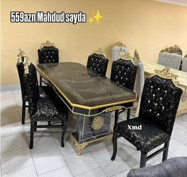 Qonaq otağı üçün, Yeni, Açılmayan, Dördbucaq masa, 6 stul