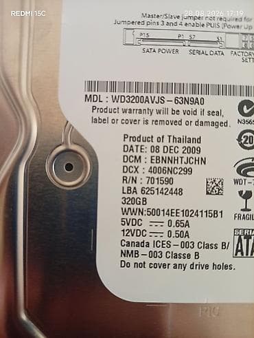 daxili ssd: Sata 2 320GB HDD 💾 Western Digital Satılır. Qiyməti 25 manat Az — 4