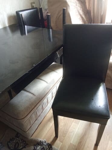 embawood masalar: Qonaq otağı üçün, İşlənmiş, Açılan, Kvadrat masa, 6 stul — 4