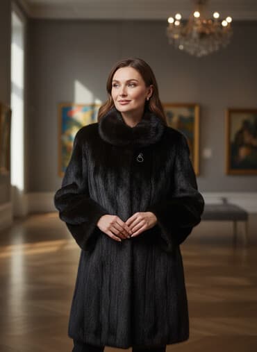 qadin kurtkalari 2024: Qış üst geyimləri dəsti 1) Qara xəz palto - Klassik kəsim, geniş — 1