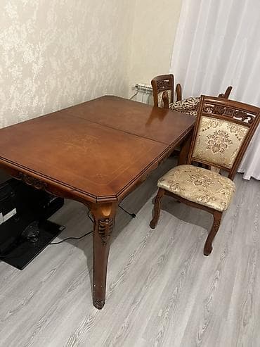 cay evi ucun divan: Klassik yemək otağı dəsti və künc divan - Masa: Təbii ağacdan klassik — 2