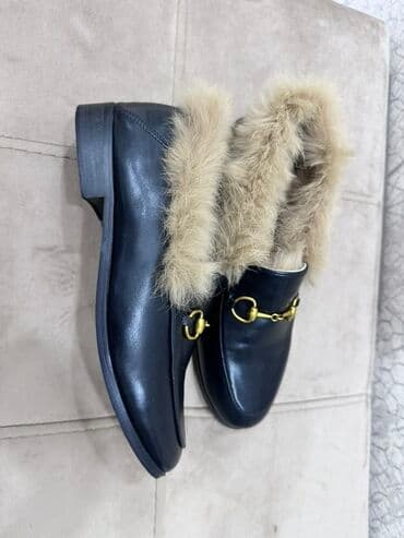 şnurlu qadın mokasinləri: Qadın üçün dəri loafers – süni xəzli 1 dəfə geyimilib əla — 3