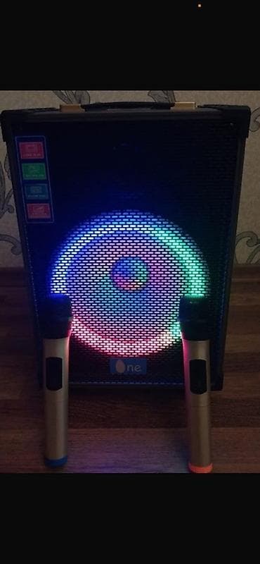 Daşınan karaoke səs sistemi – LED işıqlı böyük dinamik və 2 ədəd