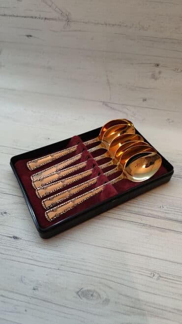 qaşiqlar: Melixior çay qaşıqları ideal vəziyyətdədilər Ucları qızıl suyunda — 1