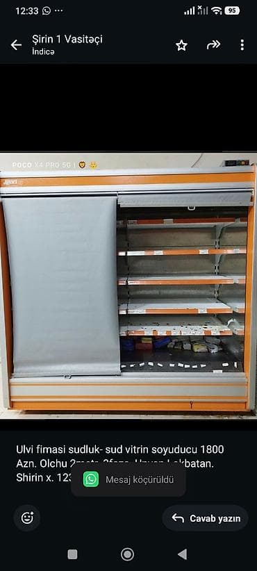 Ulvi fimasi sudluk- sud vitrin soyuducu 1800 Azn. Olchu 2metr. 3faza — 1