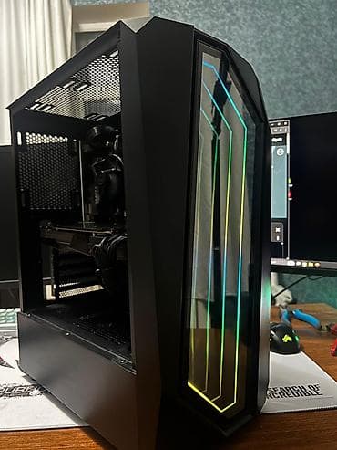 Masaüstü oyun kompüteri – RGB ön panel işıqlandırmalı qara Mid‑Tower