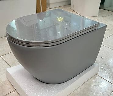 Divar tipli asma unitaz – mat boz rəngdə, minimalist dizayn - Asma lalafo.az -da Divar tipli asma unitaz – mat boz rəngdə, minimalist dizayn - Asma