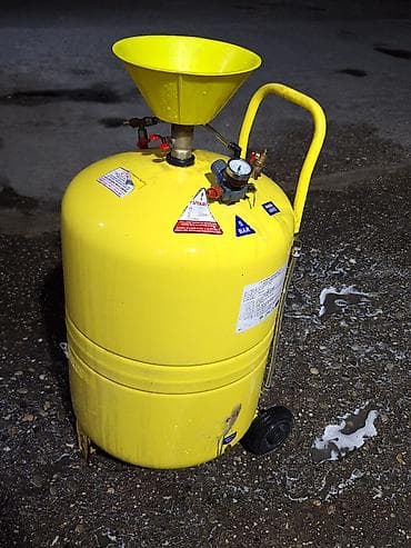 Sənaye tipli mobil yağ toplama/boşaltma qurğusu - Rəng: sarı, metal — 1