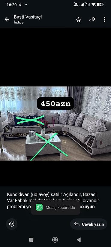 Künc divan, Açılan, Bazalı, Çatdırılma yoxdur lalafo.az -da Künc divan, Açılan, Bazalı, Çatdırılma yoxdur