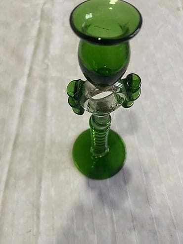 dekor odun: Şüşə şamdan – dekorativ - Material: qalın şüşə - Rəng: zümrüd-yaşıl — 2