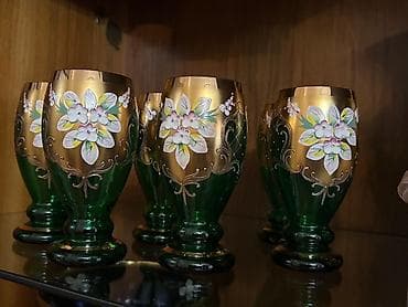 Stəkanlar, rəng - Yaşıl, Şüşə, 6 ədədli dəst