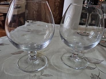 şuşə balon: Şüşə qədəh və stəkan dəsti - Qırmızı-bənövşəyi qablı, dekorativ şüşə — 3