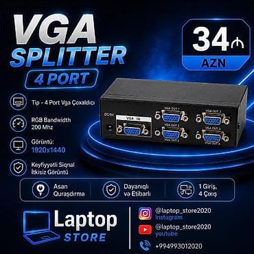 otg adapter: VGA Splitter 4 Port – 34 AZN 🔥 VGA Splitter 4 Port – Cəmi 34 AZN! — 1