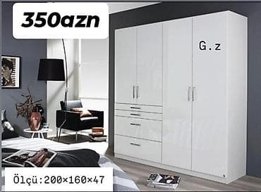 4 qapılı, Siyirməli, Ağ, Açılan, Düz dolab