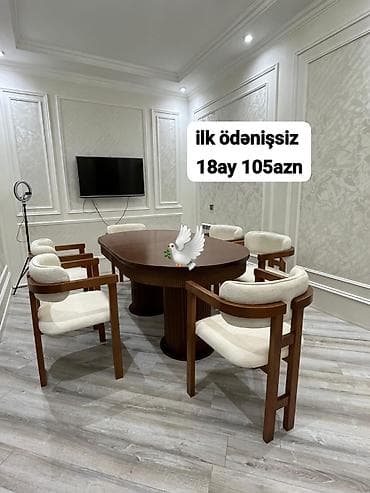 Для гостиной, Новый, Нераскладной, Овальный стол, 6 стульев — 1