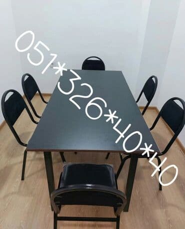 Masa və oturacaq dəstləri: Qonaq otağı üçün, Yeni, Açılmayan, Dördbucaq masa, 4 stul — 6