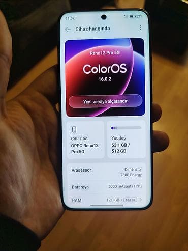 opad 18 pro ultra: Oppo Reno 12 Pro 5G, 512 GB, rəng - Qara, İki sim kartlı — 1