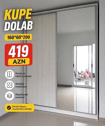 Yeni, 2 qapılı, Güzgülü, Boz, Kupe, Düz dolab lalafo.az -da Yeni, 2 qapılı, Güzgülü, Boz, Kupe, Düz dolab