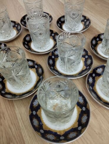 qardaşlar çay fabriki: Çay dəsti, rəng - Qızılı, Şüşə — 2