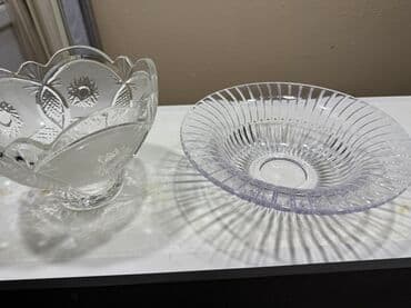suba salatı baliqli: Kəsgin naxışlı şüşə qablar dəsti - 2 ədəd fəvvarəli dizayna malik — 1