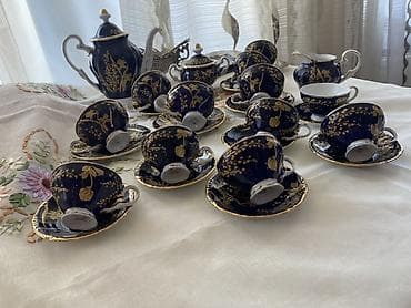 farfor heykelcik: Çay dəsti, rəng - Göy, Farfor, Almaniya — 2