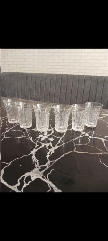 Stəkanlar, rəng - Ağ, Xrustal, 6 ədədli dəst, Rusiya