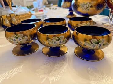 dondurma qablari: Tort və şiriniyyat qabı, rəng - Qızılı, Kobalt — 1