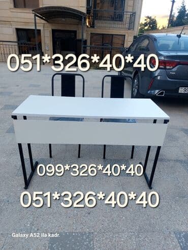 dəmir oturacaq: Oğlan və qız üçün, Yeni, Siyirməsiz, Yazı masası, Stullar ilə — 2