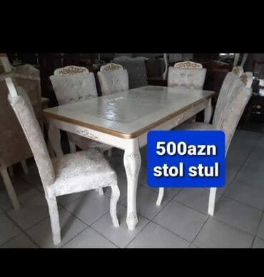 ders masaları: Qonaq otağı üçün, Yeni, Açılmayan, Dördbucaq masa, 6 stul — 4