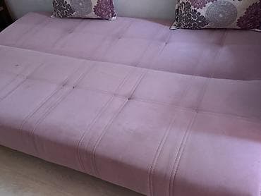 Çevrilə bilən divan/çarpayı - Rəng: toz pembe - Parça: yumşaq məxməri — 1