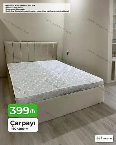 Çarpayı – 160×200 sm - Yumşaq, parça üzlü başlıqla minimalist dizayn lalafo.az -da Çarpayı – 160×200 sm - Yumşaq, parça üzlü başlıqla minimalist dizayn