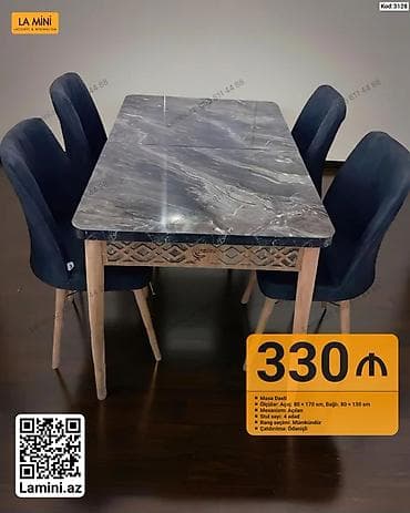 kohnə stul: Məhsul: Masa Dəsti (Kod: 3127 / 3128) - Masa ölçüləri: açıq 80 × 170 — 2
