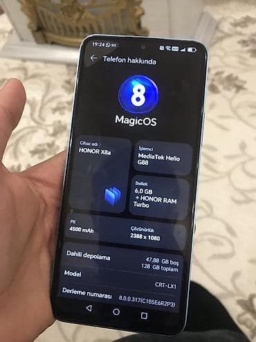 honor x: Honor X8a, 128 GB, Sensor, Barmaq izi, Simsiz şarj — 8