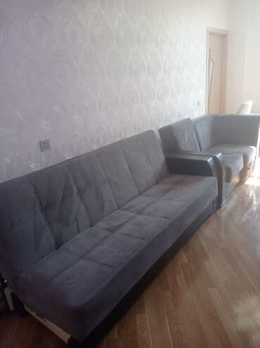 Mebel: Künc divan, Açılan, Bazasız, Vеlur parça, Çatdırılma yoxdur — 1