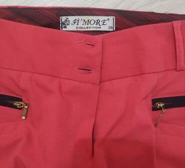 Qırmızı 38 razmer klassik şalvar çəhrayı (rozvi) 36 razmer. Kəmərləri