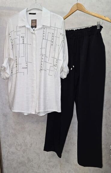 Lincoln: Qadın köynəyi – ağ rəng, daş naxışlı - Model: düyməli, klassik yaxalı — 1