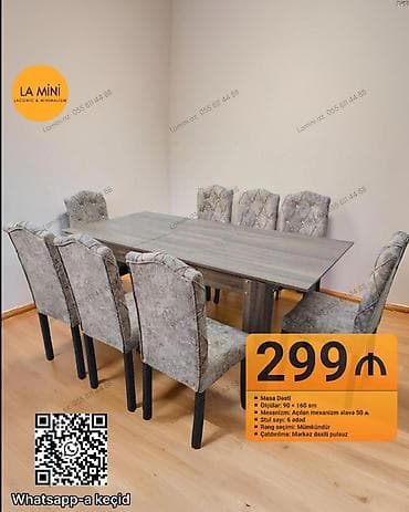 mini laqonda: Açılan, Dördbucaq masa, 6 stul — 1