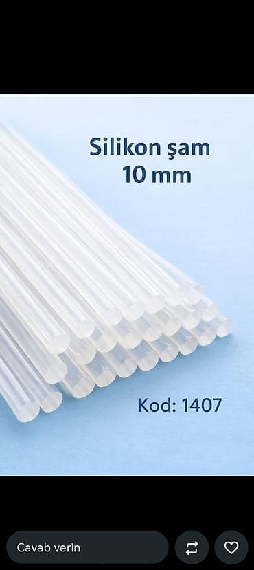 kagiz kleyi: Silikon şam (yapışqan çubuq) – 10 mm Kod: 1407 Xüsusiyyətlər: - Çap — 1