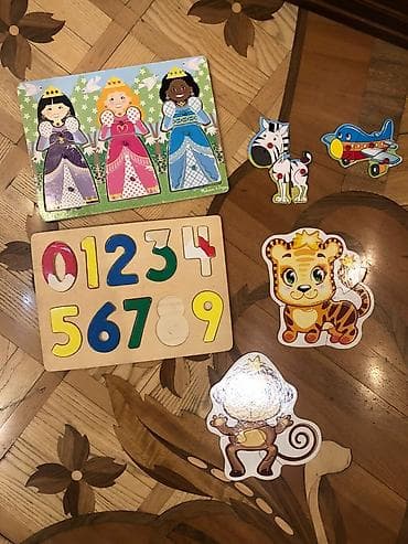 Игрушки: Təcili satılır Müxtəlif taxta pazllar və fiqurlar dəsti uşaqlar üçün — 2