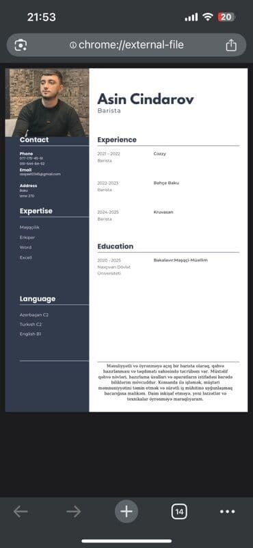 работа в кафе: Бариста требуется, Ежемесячная оплата, Любой возраст, 3-5 лет опыта — 1