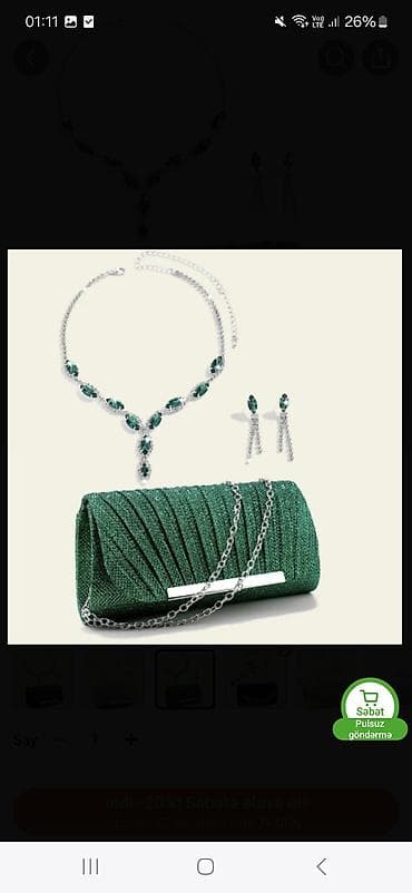 Zərif axşam dəsti – yaşıl rəng tonlarında Məhsulun tərkibi: -