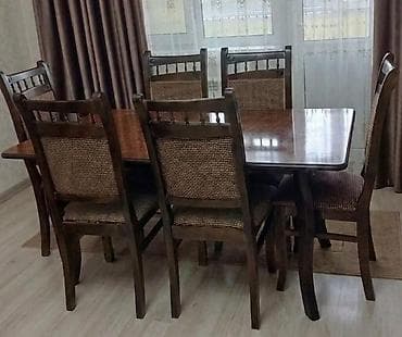 bar stolu satilir: Qonaq otağı üçün, İşlənmiş, Açılan, 6 stul — 1