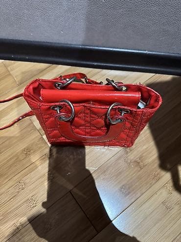 mini çanta: Qırmızı mini çanta - Material: parlaq laklı eko‑dəri - Rəng: canlı — 3