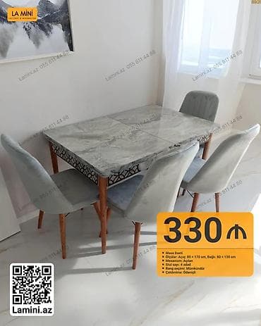Masa dəsti – La Mini - Tərkib: 1 ədəd açılan masa + 4 ədəd stul - — 1