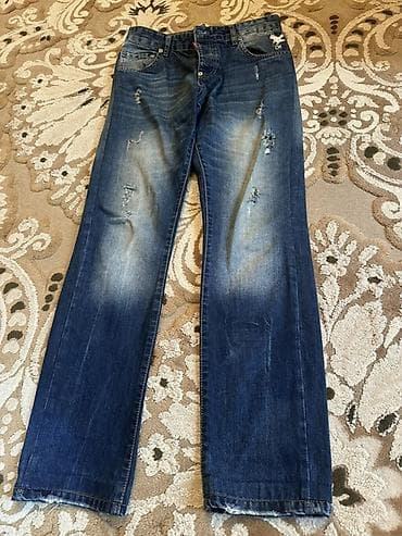 dsq: DSQ brend detalli mavi kişi cins şalvarı - Rəng: tünd mavi, açıq — 1